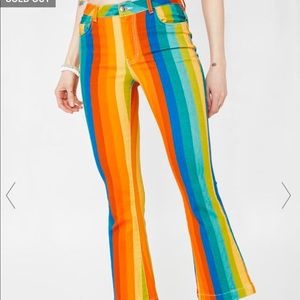 Current Mood Candy Kaleidoscope Flare Pants Bright Striped Pants L